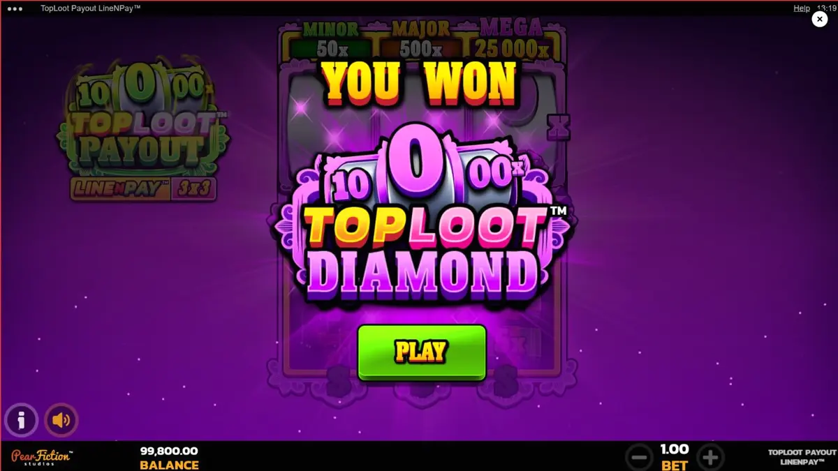 Tampilan visual slot TopLoot Payout LineNPay dengan tema brankas harta karun